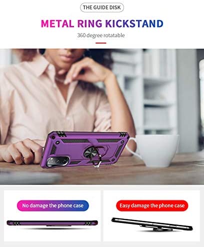 Samsung Galaxy S20 FE 5G case,PUSHIMEI Military Grade Heavy Duty Protection Phone Case Cover with Screen Protector Magnetic Ring Kickstand for Samsung Galaxy S20 FE (Fan Edition)(Purple Military Case)