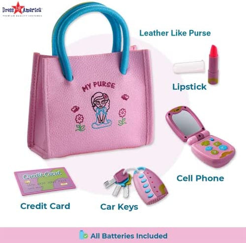 Dress Up America Toddler Purse for Pretend Play - My First Purse - Dress Up Purse Toy with Accessories
