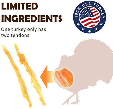 Afreschi Turkey Tendon Dog Treats for Signature Series, All Natural Human Grade Dog Chew, Ingredient Sourced from USA, Hypoallergenic, Easy to Digest, Rawhide Alternative, 1 Unit/Pack Bone (Large)