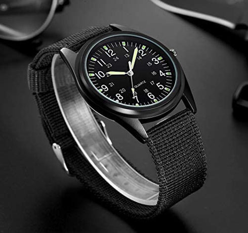 Fashion Nightlight Mens Women Watch Nylon Knitted Sports Leisure Quartz Watch for Army,Nurses,Doctors,Students and Medical Professionals with Second Hand