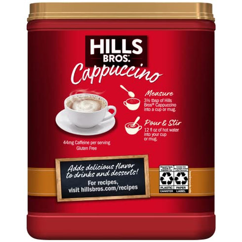 Hills Bros Instant Salted Caramel Cappuccino Mix, Easy to Use and Convenient, Enjoy Coffeehouse Flavor from Home, 14 Oz