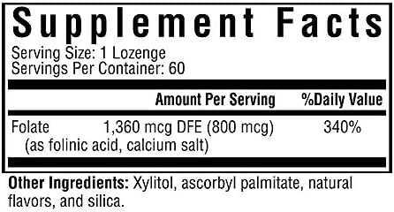 Seeking Health | Folinic Acid Lozenge | 60 Lozenges | Folic Acid 800 mcg | Vitamin Lozenge