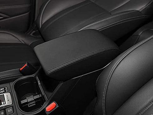 INTGET Car Center Console Armrest Cover for Subaru Forester Accessories 2019 2020 2021 2022 2023 Leather Middle Arm Rest Box Lid Cover Seat Pad Protector(Black)