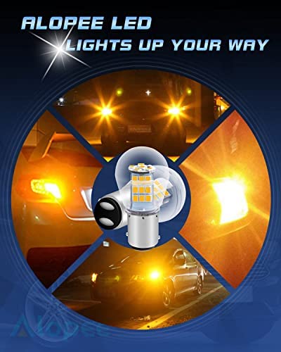 Alopee 10V-24V DC Bright 1157 Led Bulb Amber Yellow 1157 Bulb 2357 Led Bulb 2057 Led Bulb 7528 BAY15D 33SMD 2835Chip Replacement for LED Turn Signal Bulb, Blinker Bulbs, Pack of 2