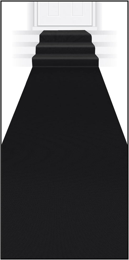 Beistle Black Novelty Polyester Fabric Aisle Runner For Weddings, Awards Night Theme, Proms, Ceremony Parties and Events