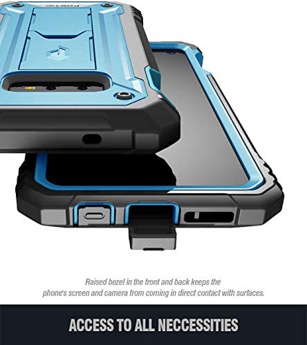Galaxy S10e Rugged Case with Kickstand, Poetic Heavy Duty Military Grade Full Body Cover, with Built-in-Screen Protector, Revolution Series, for Samsung Galaxy S10e 5.8 Inch (2019), Blue