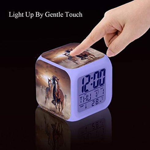 Cointone Led Alarm Clock Horse Design Creative Desk Table Clock Glowing Electronic Colorful Digital Alarm Clock for Unisex Adults Kids Toy Birthday Present