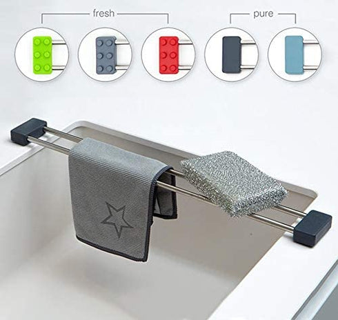 Sanni Shoo drip.line | Drip Tray/Rack, Practical, Multifunctional Kitchen Rack for Storing dishcloths and Brushes hygienically, drip Drying Bottles, extendable, Heat-Resistant (Anthracite, Pure)