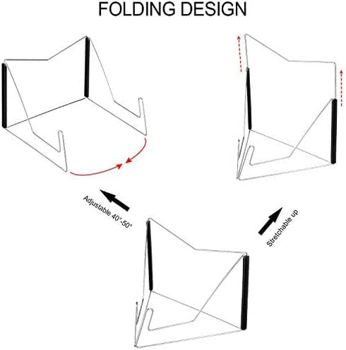 2 Pieces Book Stands, Adjustable Reading Stand, Music Book Easel Display Holder, Fold-n-Stow Metal Bookstand, Small Book Rest for Kitchen Countertops (Black)