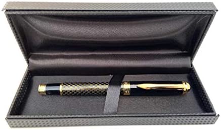 Carbon Fiber Roller Pen Gold - Black Ink, Smooth Writing, Executive for Business and Professionals, Cool Pen and Classy Gift for Men or Women. Gift Box included: Shoptotum Golden Sun