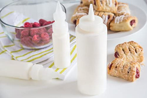 Fox Run Icing Squeeze Bottles for Cookie and Cake Decorating, Condiments, Sauces, Arts and Crafts, Set of 3, Clear