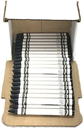 50 Black Crayons Bulk - Single Color Crayon Refill - Regular Size 5/16" x 3-5/8"