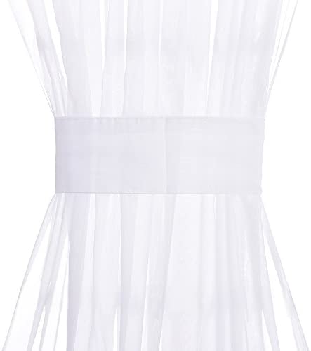 PONY DANCE Sidelight Door Sheers - Window Curtains Voile Side Light Sheers Door Panel Short Voile Drape for Glass Door with Tieback, W30 XL 40", Set of 1 Piece, White