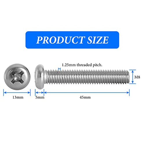 Wall Mounting Screws for Samsung TV - M8 x 45mm with Pitch 1.25mm Solid Screw Bolts for Samsung TV Wall Mounting, TV Mounting Bolts Work with Samsung 7 and 8 Series 49" 55” 65” 75" TV, 5PCS