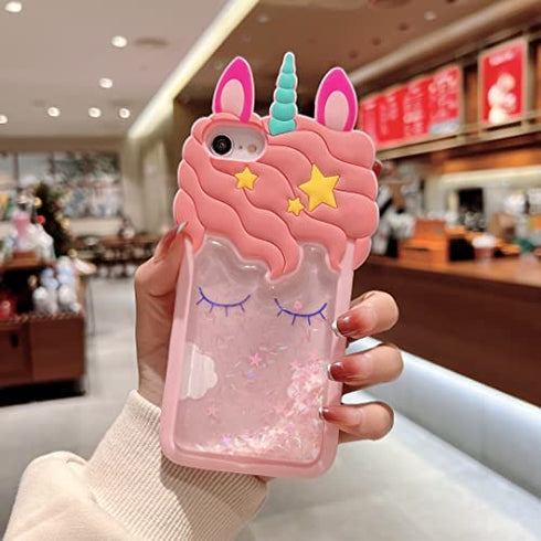 Quicksand Unicorn Case for iPod Touch 7/Touch 5 6,3D Cute Case for Women Girls Teens Kids,Kawaii Lovely Bling Flow Liquid Quicksand Unicorn Gift Soft Silicone Case for iPod Touch 7/Touch 6/Touch 5