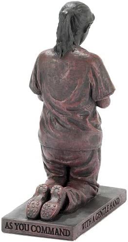 Dicksons Help Me Heal Praying Nurse 5 inch Gold Resin Stone Table Top Figurine