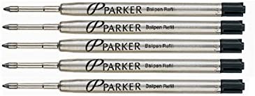 Parker Ball Point Pen Refills, Medium Point, Black Ink