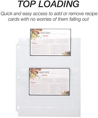Samsill Recipe Card Page Protectors for 8.5 x 11 Recipe Binder, 4 x 6 Pockets, 2 Pockets, 50 Count, Recipe Book Pocket Page Refill Sheets, Side Margin Loading, for 8.5 x 11 Standard 3 Ring Binders