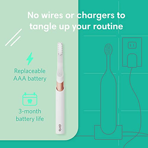 Quip Adult Electric Toothbrush - Sonic Toothbrush with Travel Cover & Mirror Mount, Soft Bristles, Timer, and Metal Handle - Copper