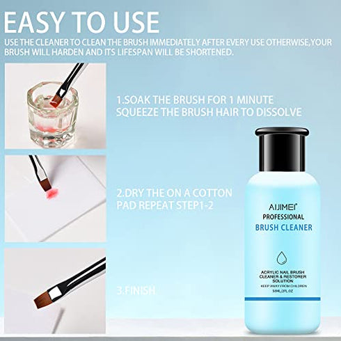 Acrylic Nail Brush Cleaner Acrylic Brush Cleaner Liquid Acrylic Paint Brush Cleaner Nails Artist Acrylic (2oz)