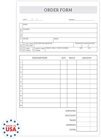 Simply Classic 2-Part Carbonless Order Form Pad / 50 Sets / 5.5" x 8.5" Carbon Copy Purchase Sales Receipt Book