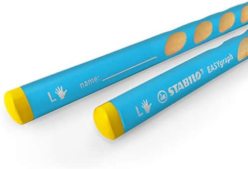STABILO Easygraph Handwriting Pencils - HB - Left Handed - Light Blue Barrel - Pack of 2