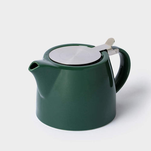 VAHDAM, Porcelain Teapot - Dark Green (16.9 oz) - Handcrafted Teapot with 18/8 Stainless Steel Lid and Extra-Fine Infuser To Brew Loose Leaf Tea | Beautiful Tea Kettle with Infuser