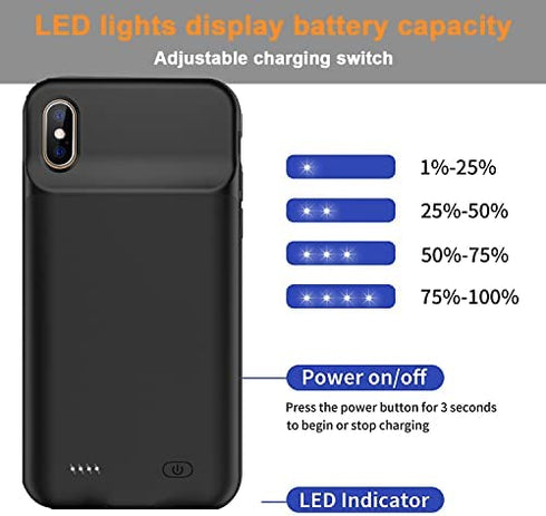 AFTRYOUGO Battery Case for iPhone X/XS/10 (5.8 inch), Enhanced 7000mAh Protective Portable Charging Case Rechargeable Extended Battery Black Pro Model:XDL-640MW Model:XDL-640MW