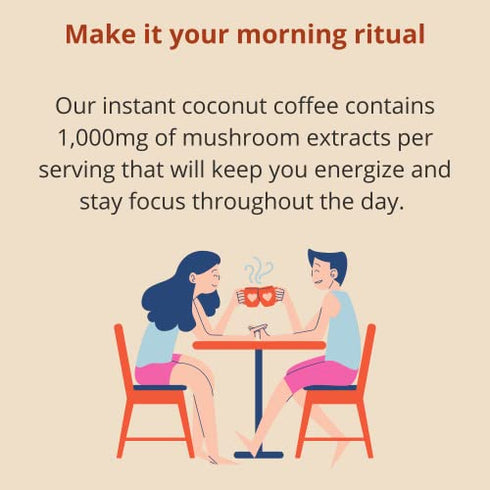 Instant Mushroom Coffee, Nootropic Coffee, Coconut Milk, Cordyceps, Lion’s Mane, Reishi - 1 LBS (454g), PARA AU