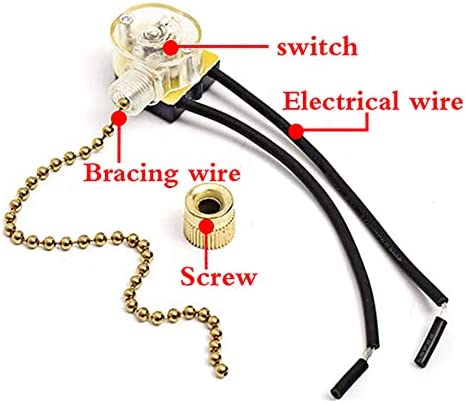 Ceiling Fan Light Switch Zing Ear ZE-109 Two-Wire Light Switch with Pull Cords for Ceiling Light Fans Lamps and Wall Lights Pull Chain Switch Control Replacement On-Off with Pull Chain,2 Pcs Bronze