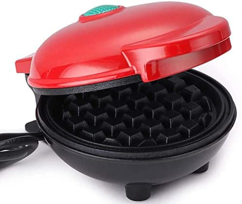 Oriental elife Mini Waffle Maker | Waffle Maker | Portable Electric Non-Stick Waffle Iron Suitable for 4 Inch Single Waffle for Breakfast, Lunch or Snack,Red