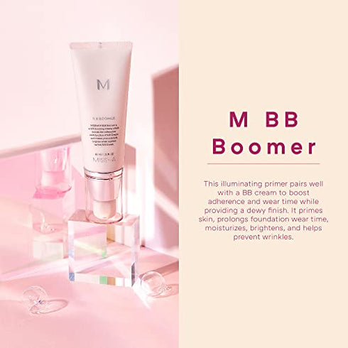 MISSHA M BB Boomer 40ml- Boost the adherence and wear of foundation that improves skin tone with dewy finish and healthy glow all while providing skincare benefits