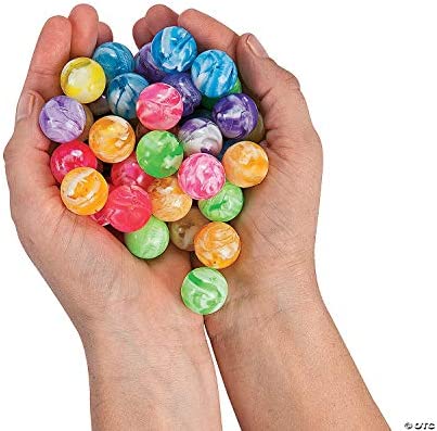 Fun Express Neon Marbleized Bouncy Balls - Bulk Set of 48 Small bouncey Balls - Toys, Party Favors, Handouts and Teacher Rewards