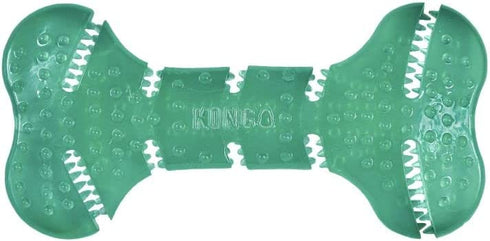 KONG - Squeezz Dental Bone - Unique Flexible Texture, Teeth and Gum Cleaning Dog Toy - for Medium/Large Dogs