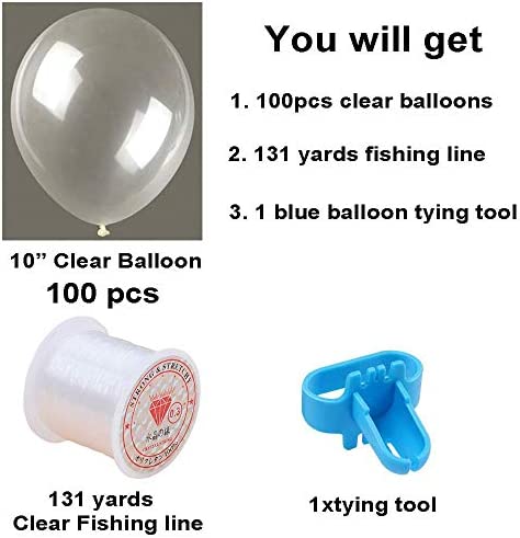Clear Bubble Balloon Strands DIY Kit, 100pcs 10" Transparent Balloons Strands Kit Ideal for Kids Mermaid Shark Under The Sea Baby Shower Birthday Party Supplies Decorations