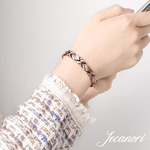 Jecanori Copper Bracelets for Women,Magnetic Crystal Bracelets for Women with 3500 Gauss Magnets,99.9% Pure Copper Bracelets,Christmas Jewelry Gift with Adjust Tool