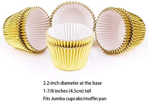 Gifbera Gold Foil Jumbo Cupcake Liners Metallic Large Muffin Baking Cups, 160-Count