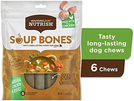 Rachael Ray Nutrish Soup Bones Dog Treats, Chicken & Veggies Flavor, 6 Bones