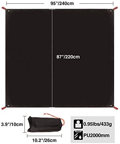REDCAMP Ultralight Tent Footprint, 55''-116''x87''-118'' PU 2000 Waterproof Camping Tent Tarp with Drawstring Carrying Bag for Ground Camping Hiking