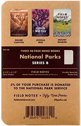 Field Notes: National Parks Series (Series B - Grand Canyon, Joshua Tree, Mount Rainier) - Graph Paper Memo Book 3-Pack - 3.5 x 5.5 Inch