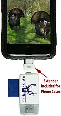 Trail Cam Tracker SD Card Reader for iPhone & Android Micro USB – Best & Fastest Game Camera Viewer – Deer Hunting Smartphone Memory Card Player - Free Case- Hunt Big Bucks