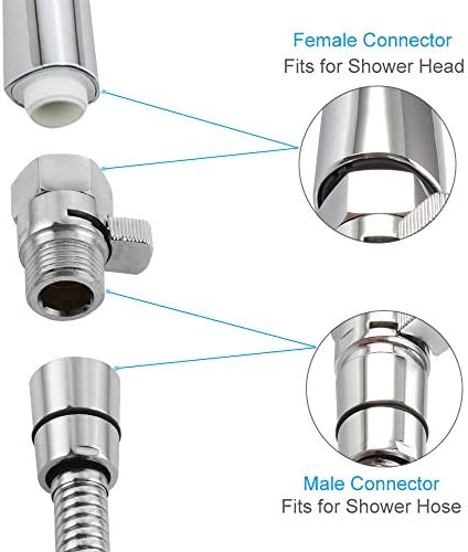 Shower Regulator Valve, APLusee Brass Shower Head Shut Off Control Valve, Water Flow Restrictor with On Off Switch, Chrome