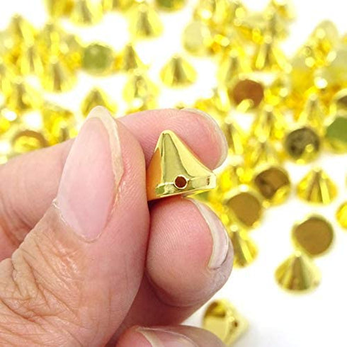 Honbay 100PCS Acrylic Punk Bullet Rivets Cone Spike Studs Beads, Sew on or Glue on (Gold)
