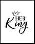 Modern Calligraphy Art Painting Set of 2 (8”X10” Canvas Picture), His Queen Her King Painting Motivational Phrases Wall Art Print Poster for Bedroom Wall or Room Home Decor,No Frame