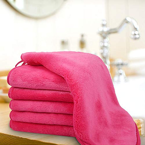 VIVOTE Microfiber Face Cloths Reusable Makeup Remover Cloth Ultra Soft Washcloths for Women and Baby 12Inch X 12Inch (6 pack, Dark pink)