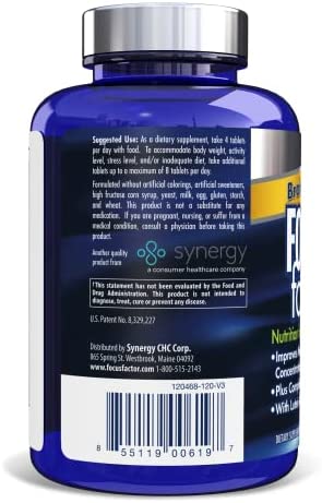Focus Factor Brain and Vision Supplement, 120 Count - Eye Vitamin, Mineral Supplement & Complete Multivitamin for Adults w/ Lutein & Zeaxanthin – Brain Supplement for Focus, Concentration, Memory