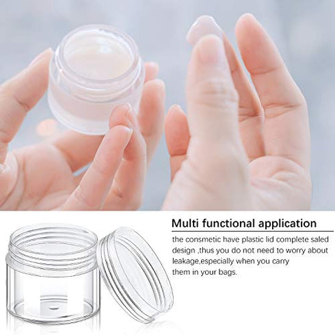 20 Pieces Round Pot Jars Plastic Cosmetic Containers Set with Lid for Liquid Creams Sample, 20 ml/ 0.7 oz (Clear Lid)