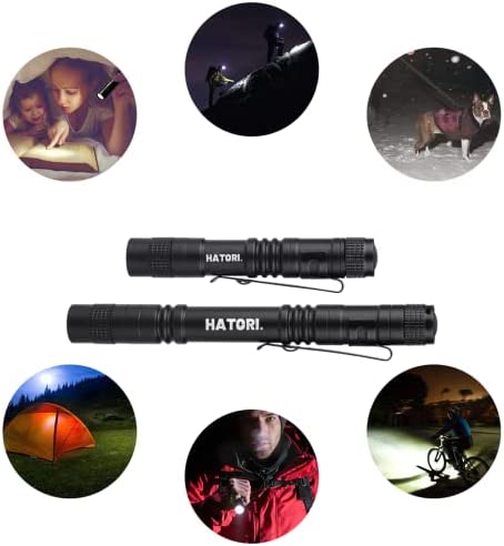 HATORI LED Mini Flashlight, Bright Small Handheld Pocket Flashlights Tactical High Lumens Pen Light for Camping, Outdoor, Emergency, 4 Pack(3.55Inch)