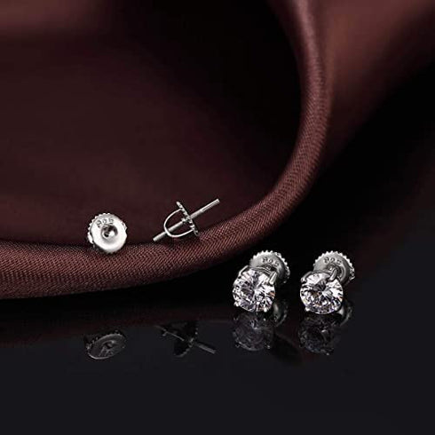 4 Pairs Screw Earring Backs,18K Gold Plated Sterling Silver Screw on Earring Backs Replacements for Diamond Earring Studs, Hypoallergenic Secure ScrewBacks for Threaded Post .032"