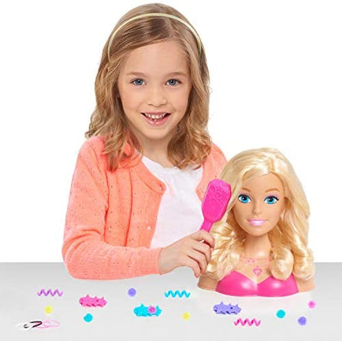 Barbie Fashionistas 8-Inch Styling Head, Blonde, 20 Pieces Include Styling Accessories, Hair Styling for Kids, by Just Play